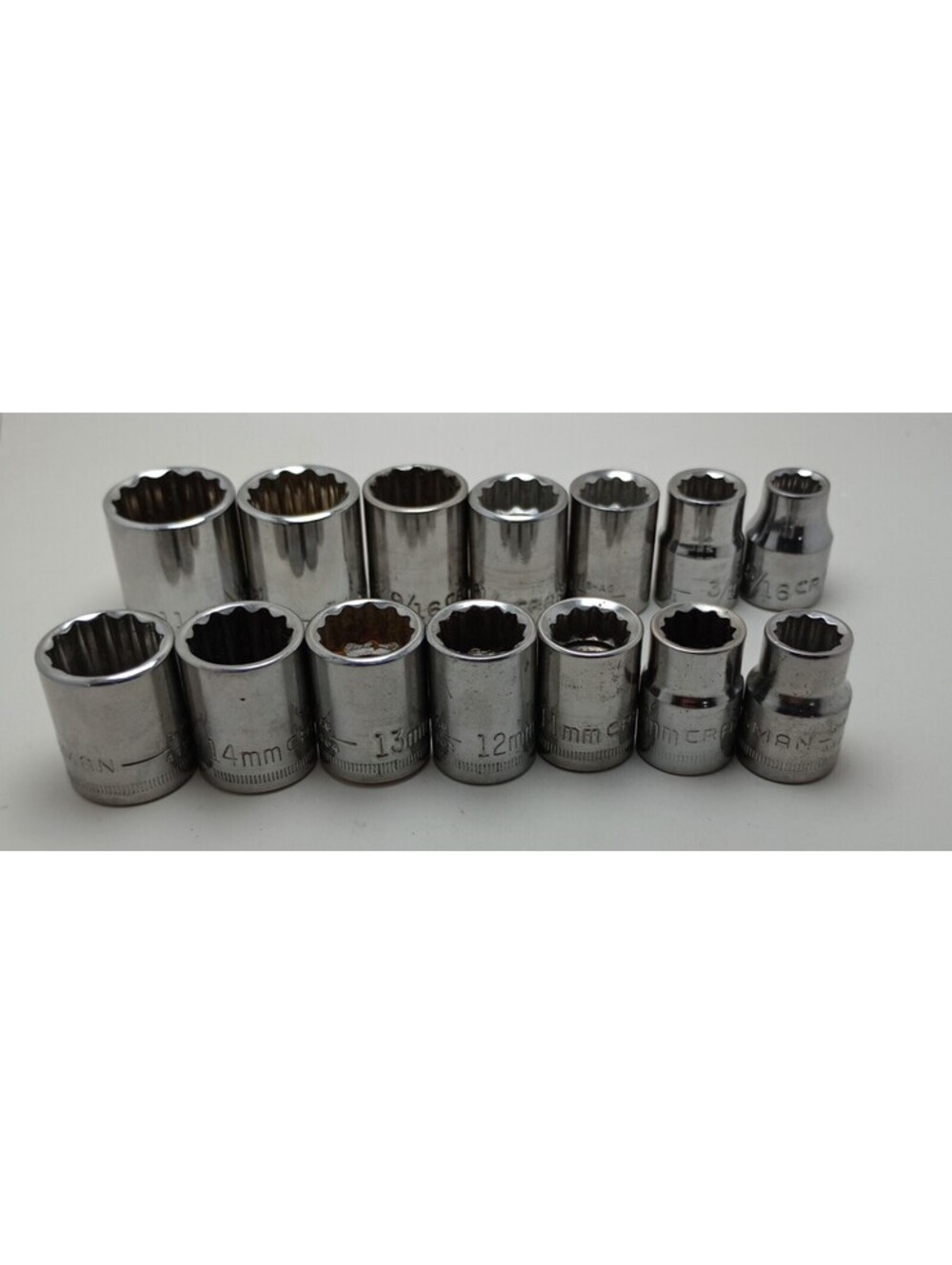CRAFTSMAN Drive 3/8 12 Point Shallow Socket Metric & Standard 9-15mm 5/16-11/16"
